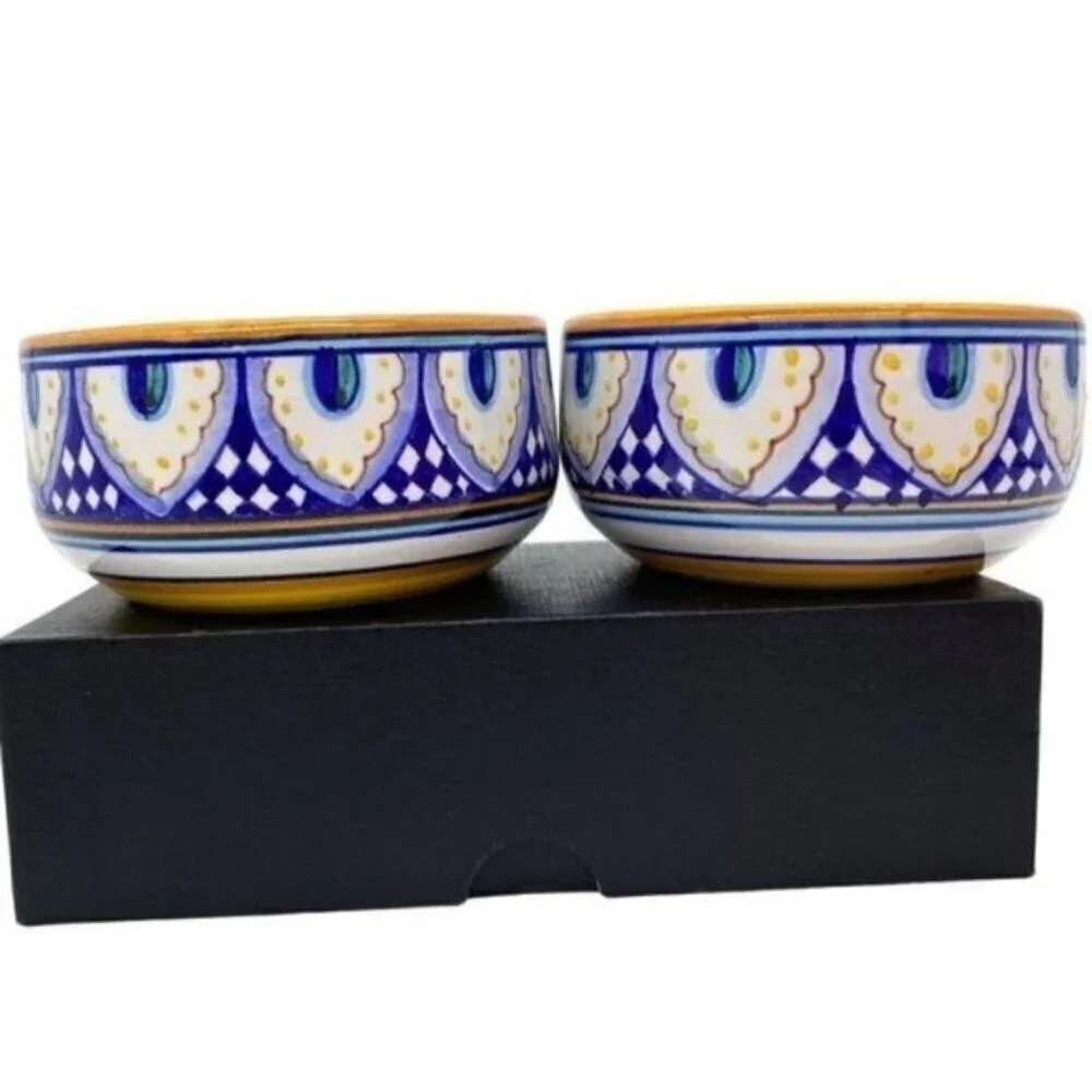 Deruta Italy Dip Amano Mano Franco Mari Artist Signed Candle Stick Holders
